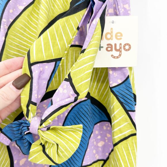 NWT Ade + Ayo Girls Summer Artsy‎ Cotton Printed Ruffled Dress With Headband 3T - Picture 3 of 7